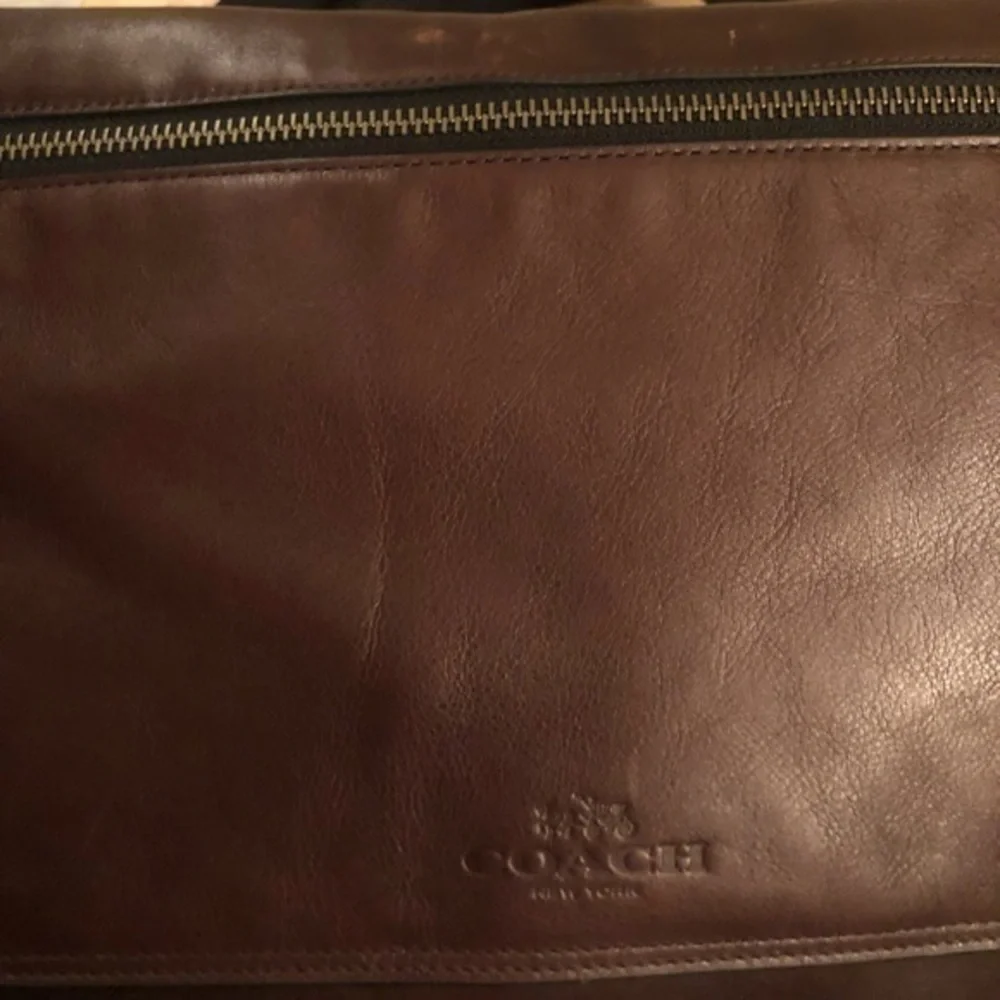Coach brown leather men’s briefcase laptop travel business bag